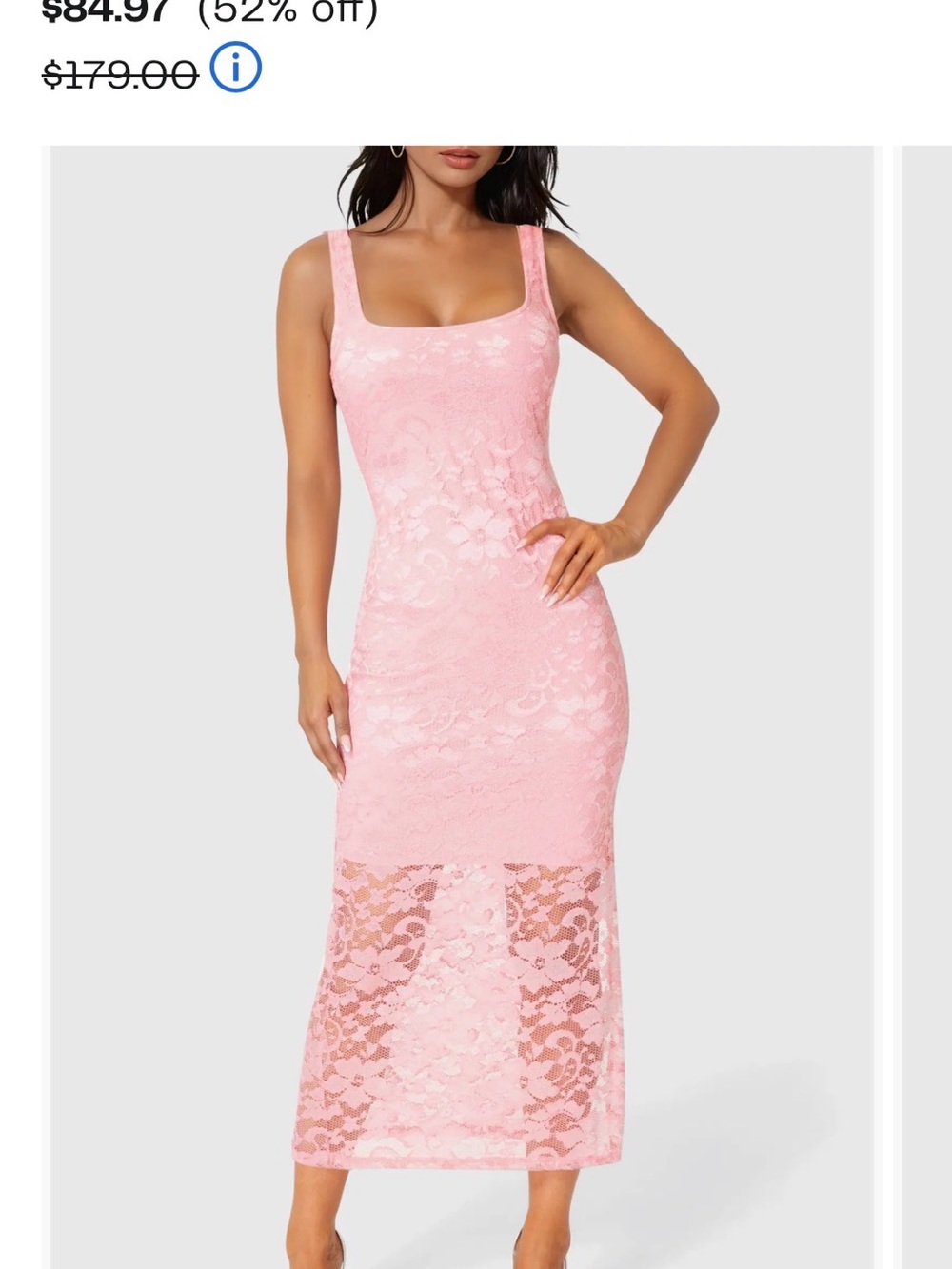 bebe Pink Floral Lace Midi Slip Dress